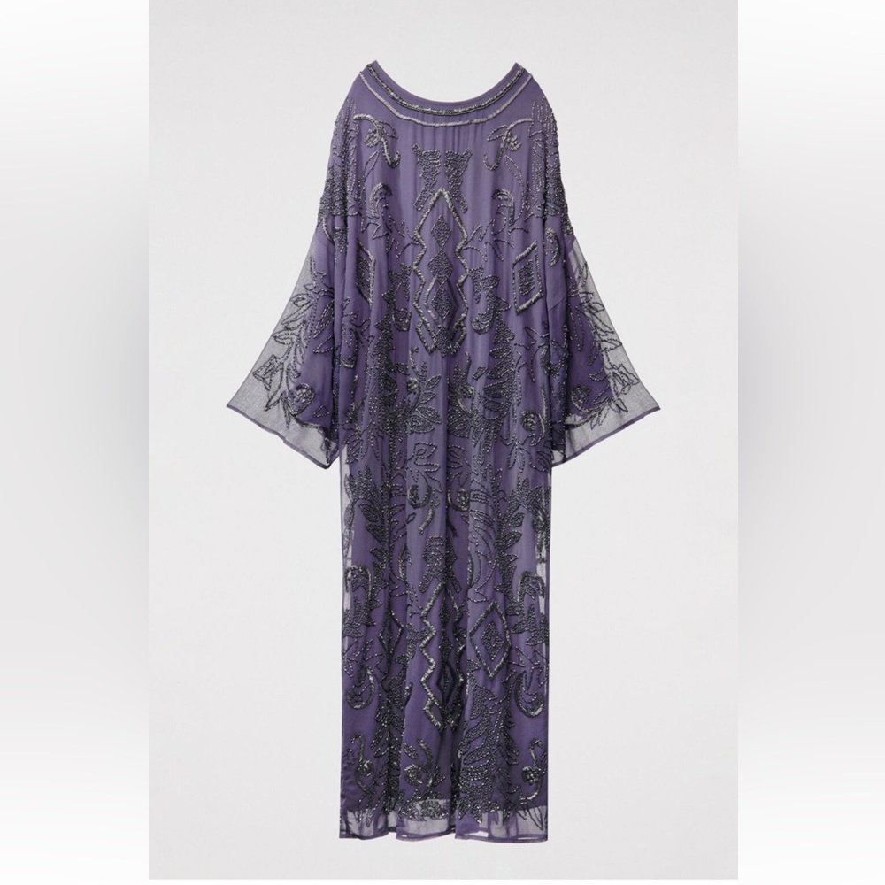 Zara Purple Beaded Overlay Dress